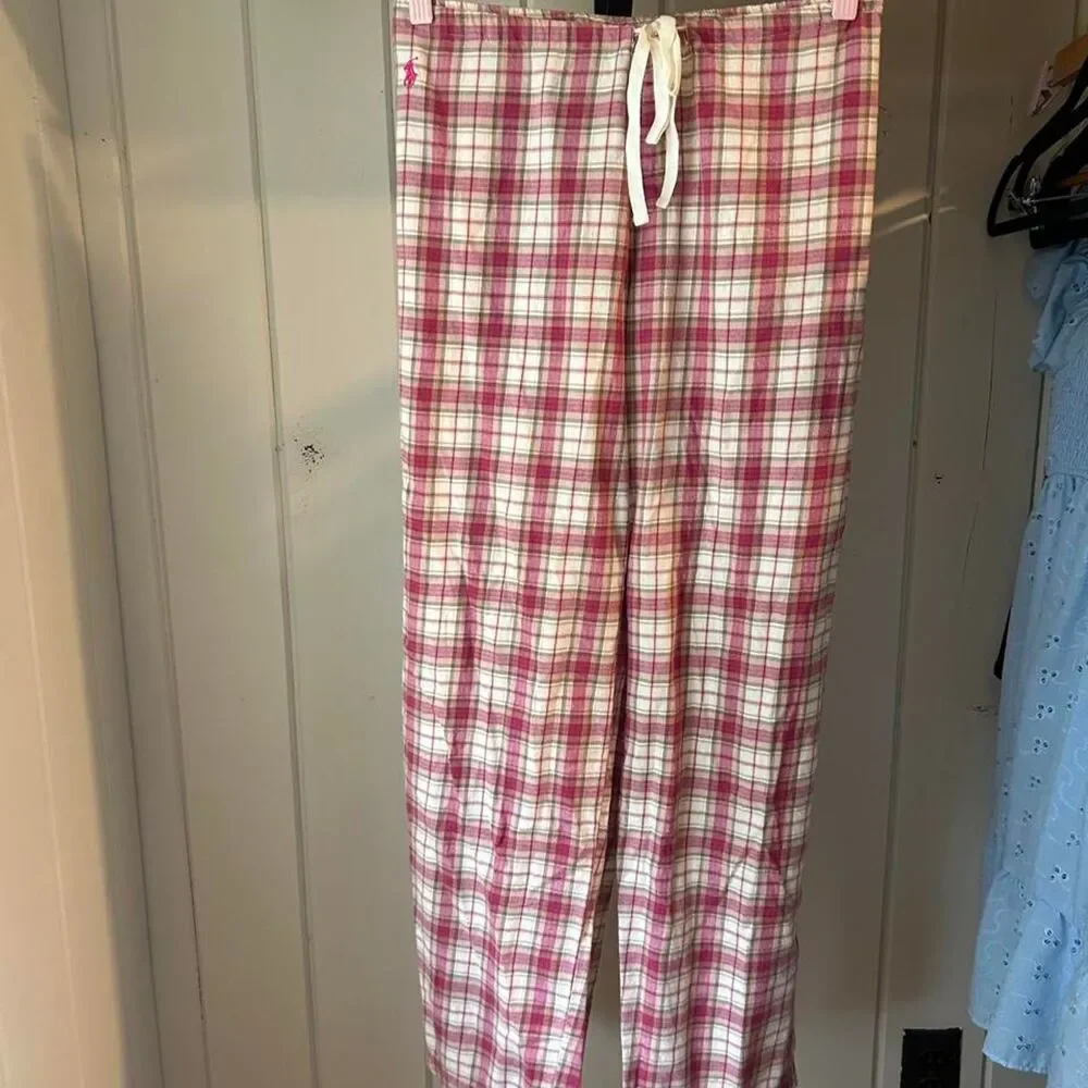 Ralph Lauren cotton pink and cream plaid pajama pants